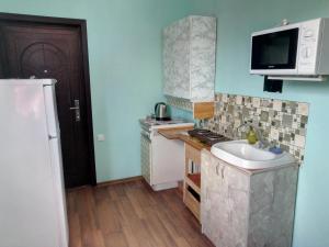 Kuchyň nebo kuchyňský kout v ubytování Hotel Uyut