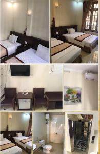 un collage de cuatro fotos de una habitación de hotel en Ho Tay Hotel, en Ha Long