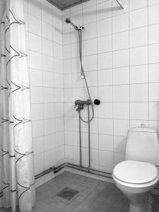 e bagno con servizi igienici e cabina doccia. di Kamppi City Apartment a Helsinki