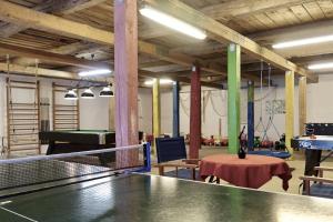 a ping pong room with a ping pong table at Ferienhof Land-Idyll in Osterhever
