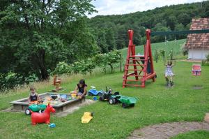 een groep kinderen die spelen in een park met speelgoed bij s´ Kellerstöckl in Loipersdorf bei Fürstenfeld