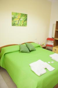 ein grünes Bett mit einer grünen Bettdecke darauf in der Unterkunft B&B d'Orleans in Palermo