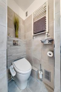 a bathroom with a white toilet in a room at Studio la Plage in Roquebrune-Cap-Martin