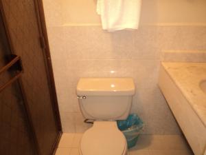 a bathroom with a white toilet and a sink at Hotel Kuraica in Ciudad Obregón +21 photos