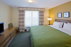 薩利納的住宿－薩萊納江山旅館及套房酒店，酒店客房设有一张大床和一台电视。