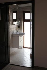 A bathroom at Pensiunea Casa Iorgovanul Urseni