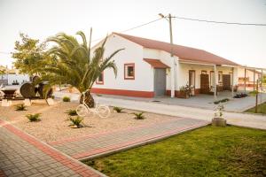 una casa con una palmera y una bicicleta en un patio en Casa das Pipas #6, en Pinhal Novo