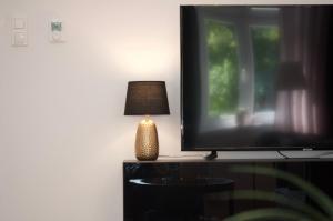 Televízia a/alebo spoločenská miestnosť v ubytovaní Apartament Nowe Miasto - Skwer Malarzy