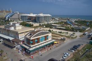 an overhead view of a city with buildings and a street at Lara Suite’s Apart Hotel in Antalya