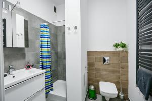 Zielony Apartament DE LUX dla 4 osób Chorzów Katowice tesisinde bir banyo