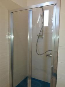 a shower with a glass door in a bathroom at Hotel Niagara in Marotta