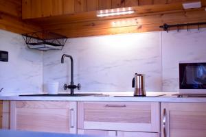 a kitchen with a sink and a counter top at Chalet Alma in Frabosa Sottana +70 photos