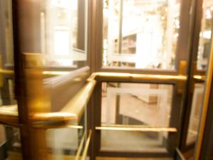 a close up of a window on a train at Hotel Deutsches Theater in Munich