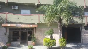 un edificio con una palmera delante en Hotel Confort, en Santiago del Estero