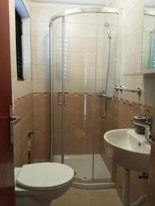 W łazience znajduje się prysznic, toaleta i umywalka. w obiekcie Apartment Ana M w Krku