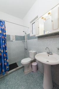 a bathroom with a toilet and a sink at Poseidon Apartment in Archangelos