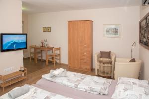 Televízia a/alebo spoločenská miestnosť v ubytovaní Deluxe Apartments
