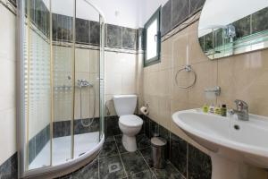 a bathroom with a toilet and a sink and a shower at Summer Sun in Skala