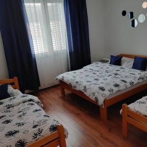 特雷比涅的住宿－Nijona 1，一间卧室设有两张床和窗户。
