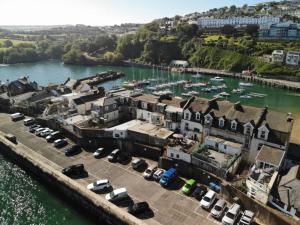 an aerial view of a harbor with boats in the water at Royal Britannia Hotel in Ilfracombe