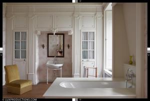 a white bathroom with a tub and a sink at Monastere de Brucourt in Brucourt +41 photos