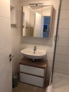 a bathroom with a sink and a mirror at Juro in Pruchten
