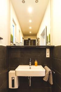 a bathroom with a white sink and a mirror at HAUS RHEINLEBEN in Boppard