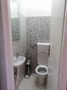 een kleine badkamer met een toilet en een wastafel bij Apartman Maja in Banja Luka