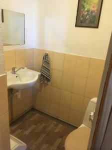 a bathroom with a toilet and a sink at Viesu nams Rūmes in Rēzekne