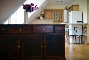 A kitchen or kitchenette at Two-level apartment with fireplace