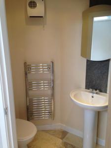 uma casa de banho com um WC e um lavatório em ensuite garden room em Inverness
