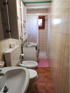 ein Badezimmer mit einem weißen WC und einem Waschbecken in der Unterkunft Villa Lory in San Pietro di Cadore
