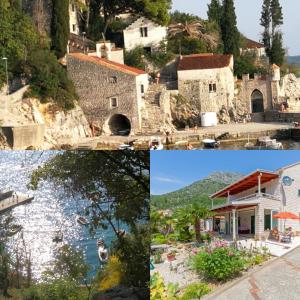 a collage of photos of a house and a lake at Sunny House Free Parking in Trsteno