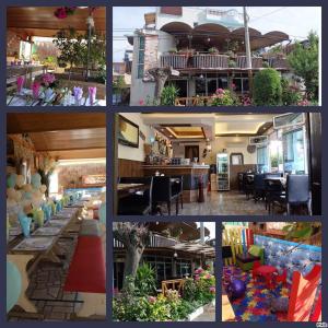 a collage of photos of a house with flowers at Guest house Napoli in Ravda