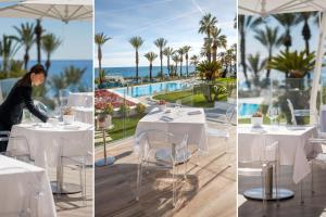 a table topped with a white table cloth and chairs at Miramare The Palace Resort in Sanremo