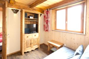Chalet l'aubépine résidence B&B的电视和/或娱乐中心