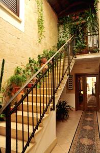 Un escalier dans un bâtiment avec beaucoup de plantes dans l'établissement B&B Viaprimaldo Camere, à Otrante