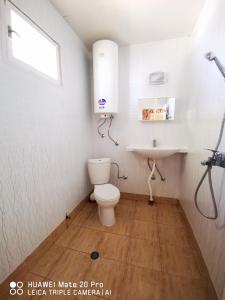 a bathroom with a toilet and a sink at Letovishte Romantika in Kamchia
