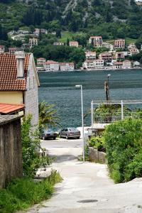 a view of a body of water with cars parked at Apartments Martiva in Kotor