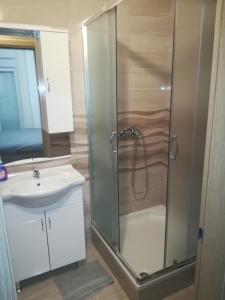 a bathroom with a shower and a sink at Apartments Nediljko & Mila in Zadar