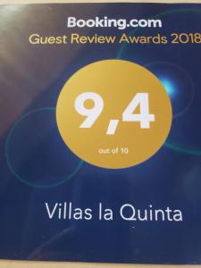 Certifikát, hodnocení, plakát nebo jiný dokument vystavený v ubytování Villas La Quinta