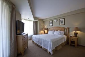 Habitación de hotel con cama y TV en Polaris Lodge, en Kimberley