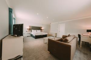 Cwrt Bleddyn Hotel & Spa的电视和/或娱乐中心