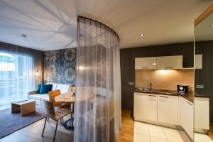 Kuchyň nebo kuchyňský kout v ubytování ALIA appartements & wellness