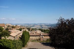 a large building with trees on top of it at Residenza Palazzo Saloni in Montalcino