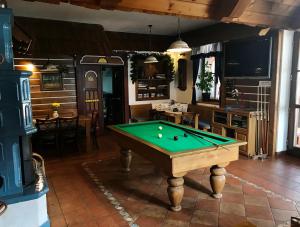 a room with a pool table in a house at Hotel Na Dolině in Frenštát pod Radhoštěm