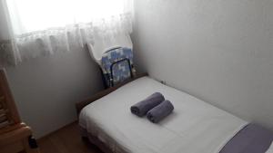 - un petit lit avec 2 serviettes assises dans l'établissement Apartment Hrgić Vir, à Vir