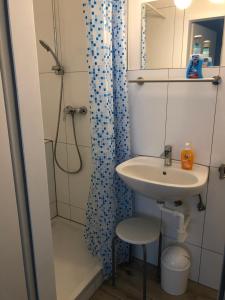 a bathroom with a sink and a shower at Fremdenzimmer Sas in Hückelhoven +48 photos