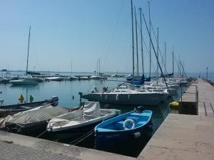 un grupo de barcos atracados en un puerto en Appartamento Filippo, en Castelnuovo del Garda