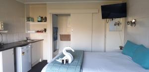 Kuchyň nebo kuchyňský kout v ubytování Mokau Motels
